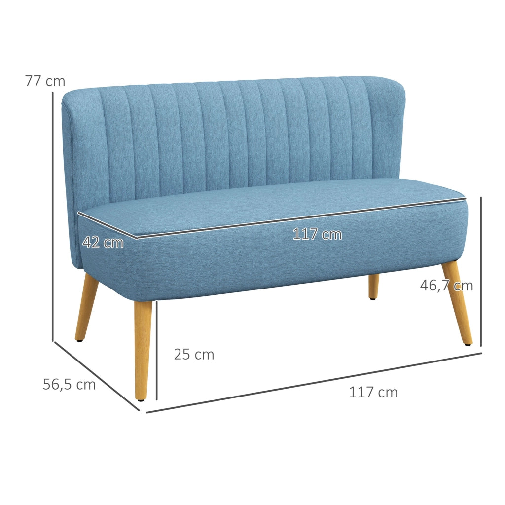 Divano 2 Posti ¨C Zephmum ¨C Tessuto Blu 117x56.5x77