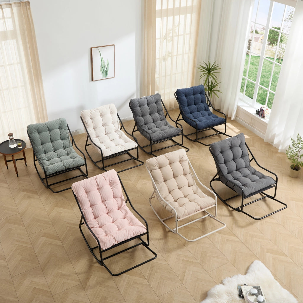 POLTRONA a dondolo 75x116x82 cm in acciaio grigio e nero