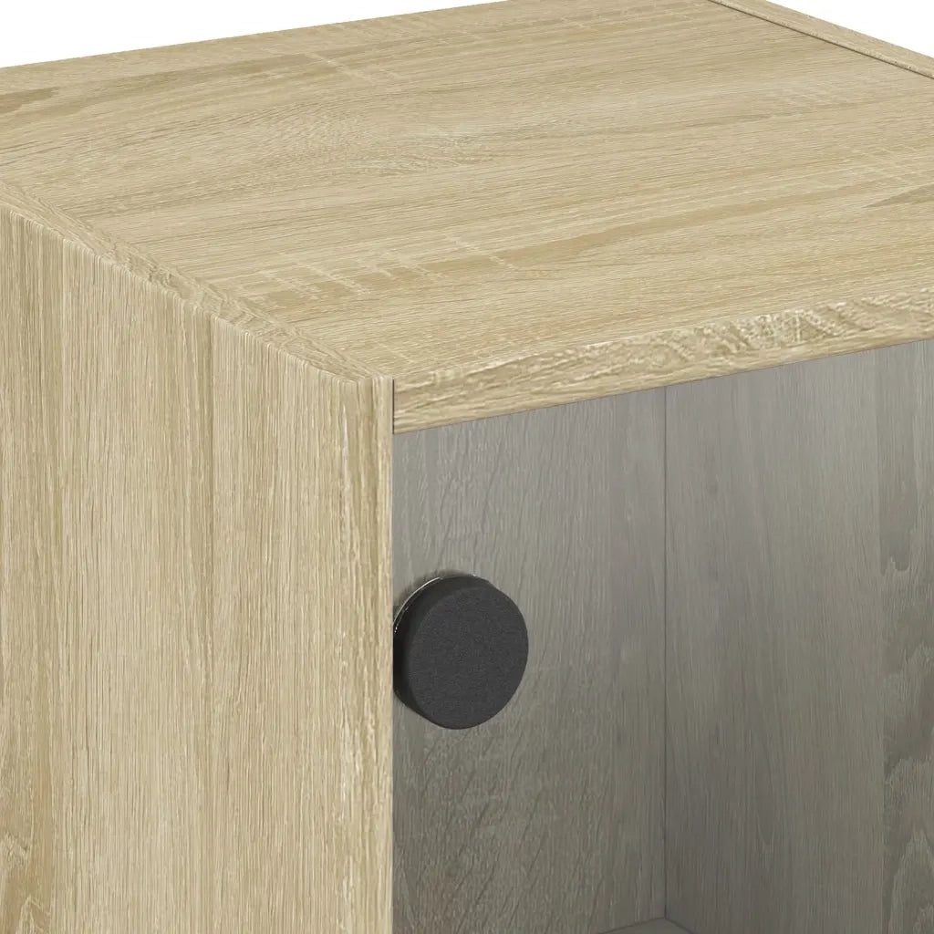 vidaXL Mobile con Ante in Vetro Rovere Sonoma 35x37x75,5 cm