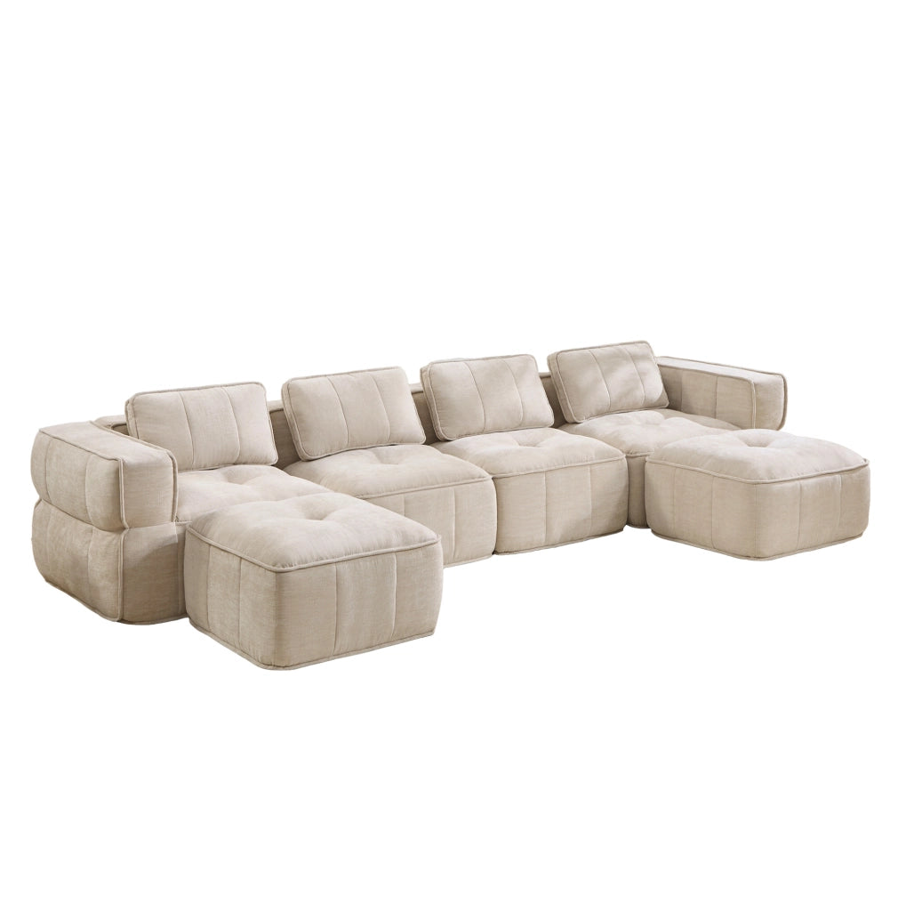 Divano modulare senza struttura 344 x 162 x 67 cm in poliestere beige