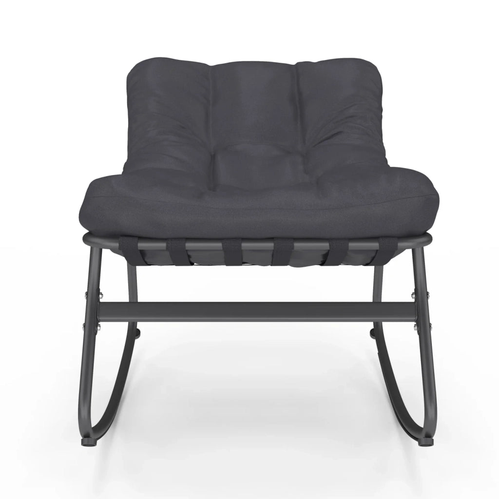 IDMarket - Set di 2 sedie a dondolo da giardino ARONA in grigio antracite con cuscini grigi