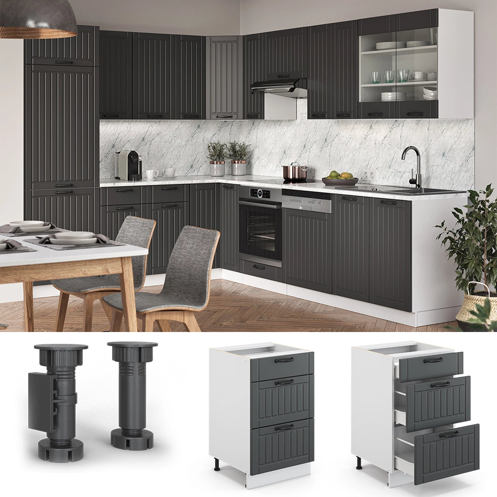 Vicco Mobiletto base per cucina Antracite casa di campagna 50 cm senza piano di lavoro