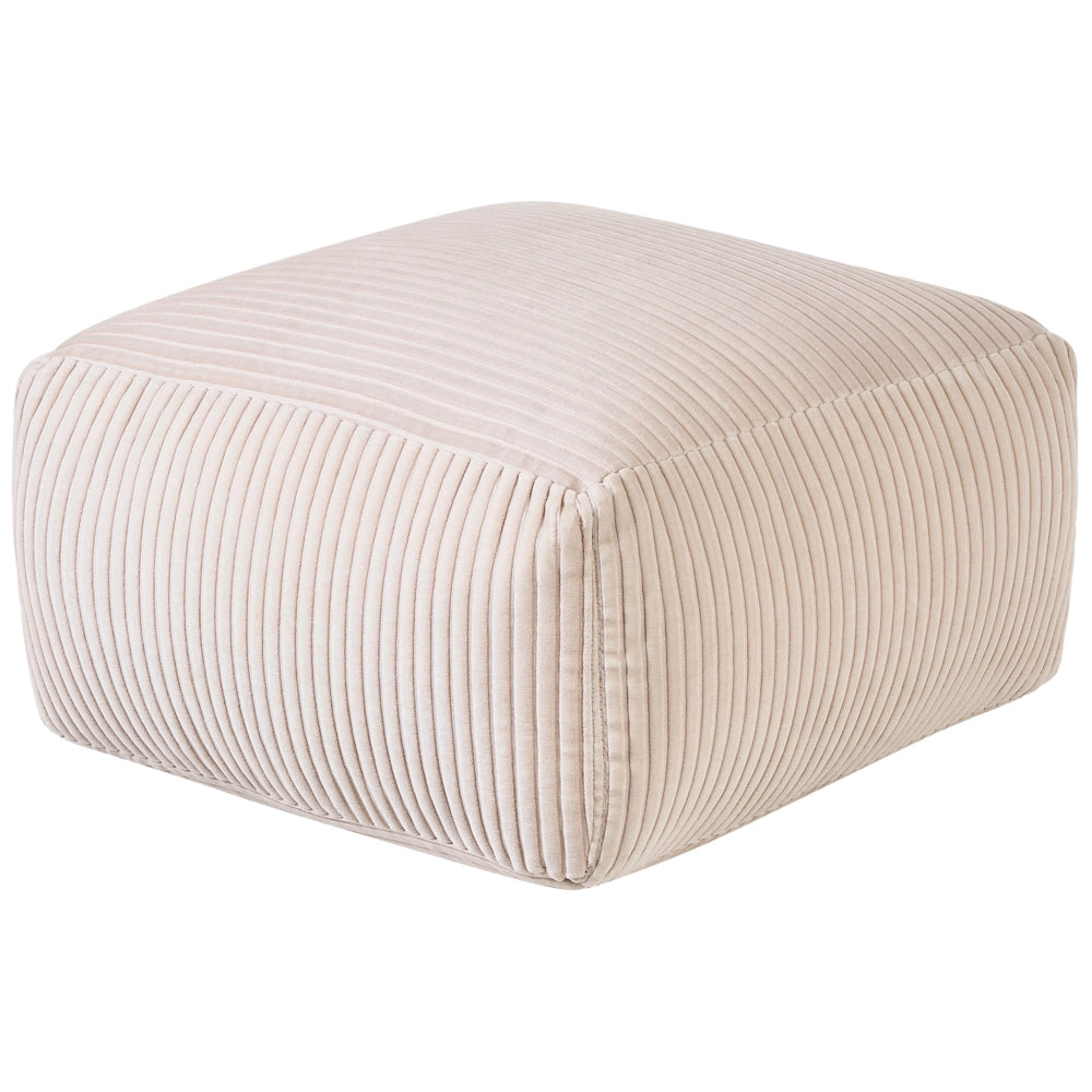 Moderno Pouf Intrecciato da Salotto Velluto a Coste 50 x 30 cm Motivo Beige Chiaro