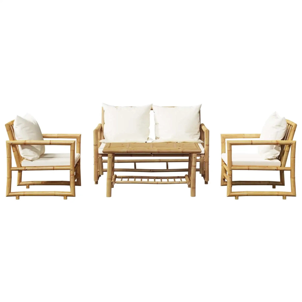 Set Divani da Giardino 4 pz con Cuscini in Bambù 43159