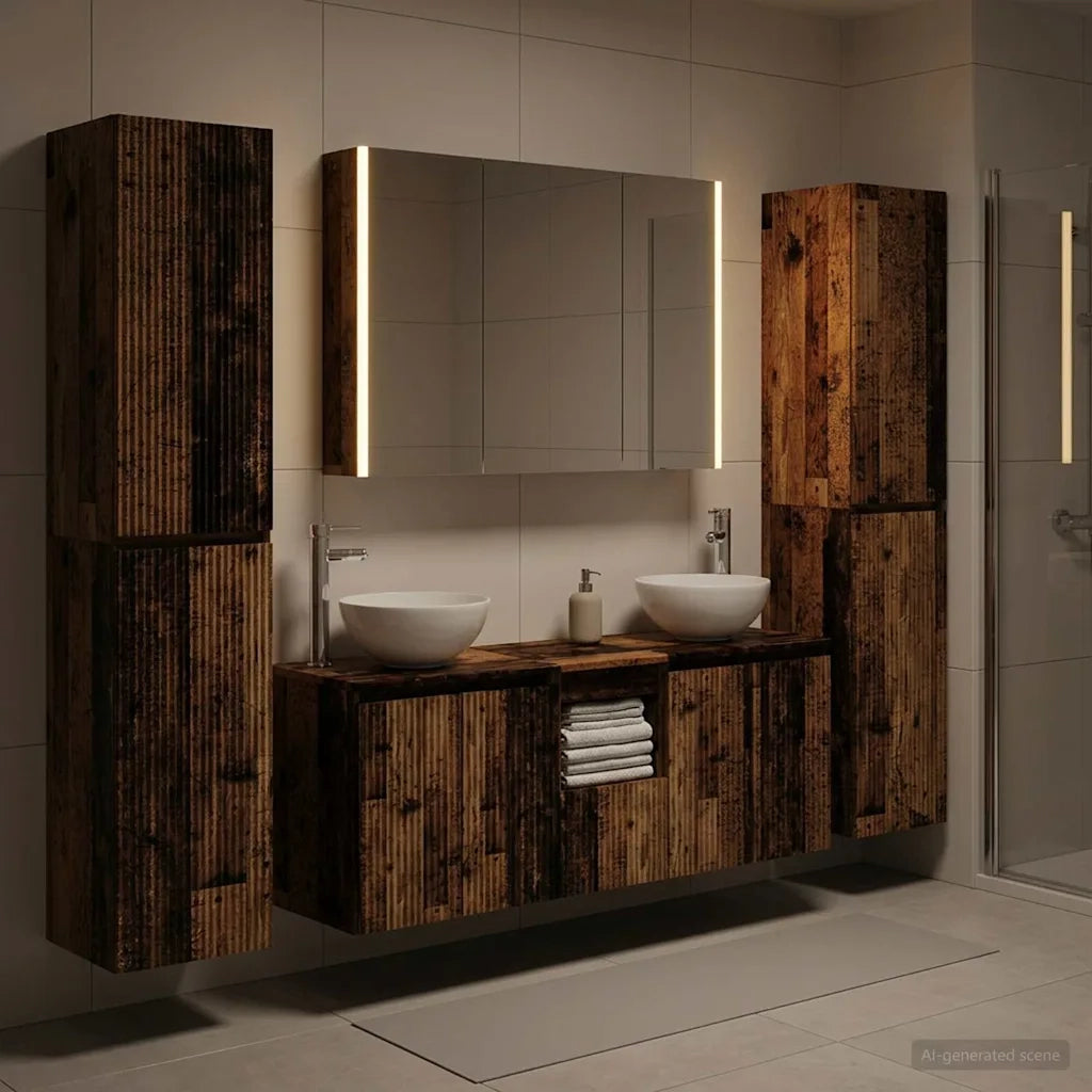 Set di mobili per il bagno 6 pcs Legno antico 3407221