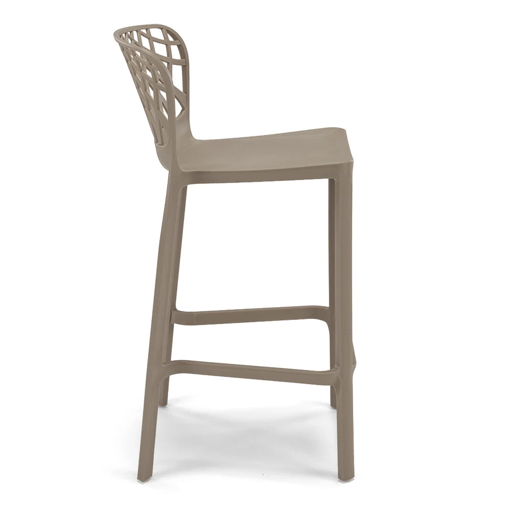 Set 4 Sgabelli Tortora in polipropilene ARKO con poggiapiedi H65, MADE IN ITALY, resistente ai raggi UV, design moderno, ideale per sala da pranzo, cucina, bar, ristoranti o giardino