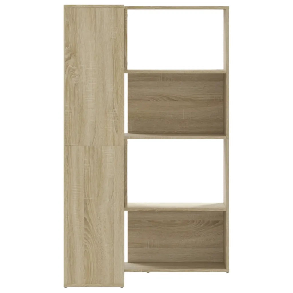 Libreria Angolare 4 Ripiani-Scaffale per Libri-Mobile di Stoccaggio Rovere Sonoma 85x85x140cm Truciolato