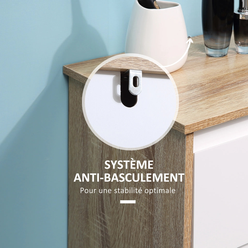 Armadio da bagno con cassetto e ripiano ¨C zephmum ¨C 32,6x30x90 cm bianco legno