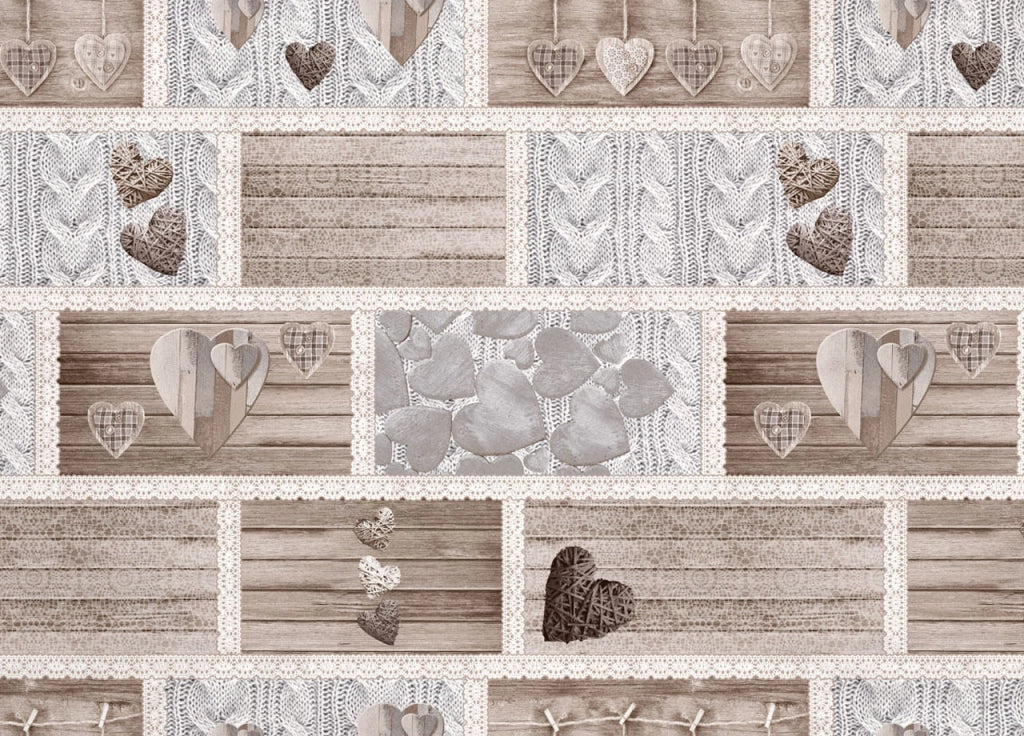 Copripiumino Sacco Piumone Pensieri Delicati Cotone Disegno Shabby Love - Singolo - Beige