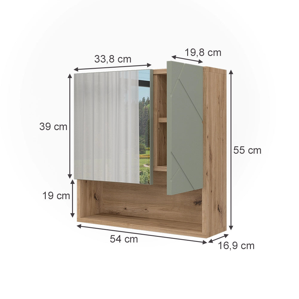 Vicco Specchio contenitore bagno Verde salvia 54 x 55 cm