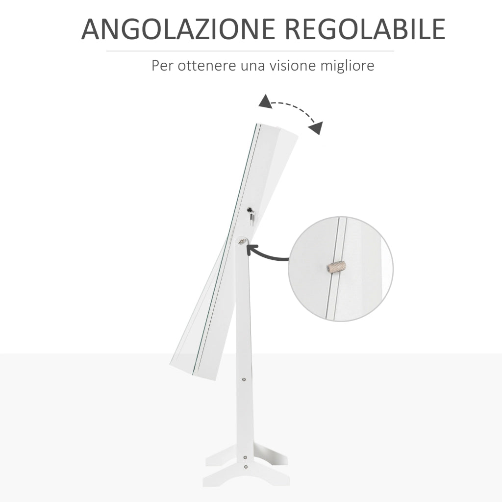 Specchio Portagioie con Luce LED ¨C zephmum ¨C Bianco 46x36.5x151.5cm