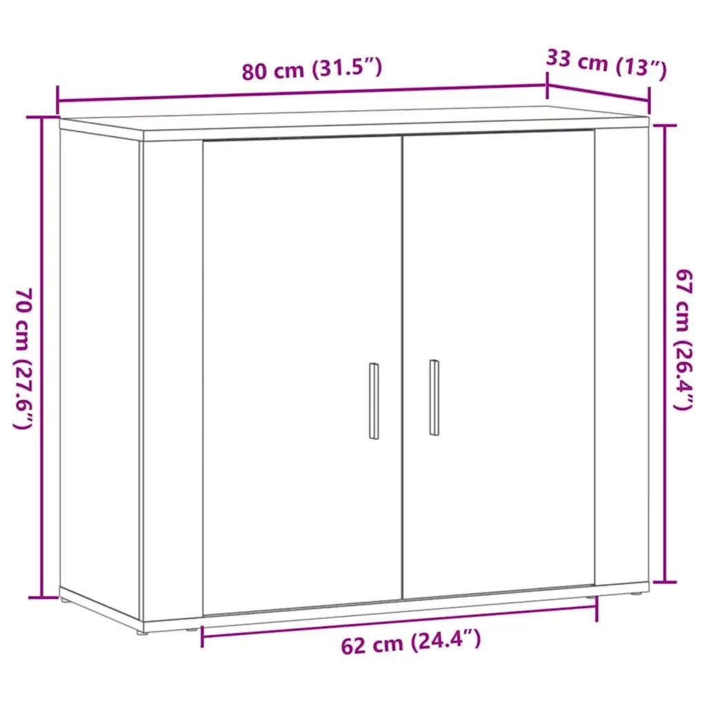 Credenza Rovere Artigianale 80x33x70 cm in Truciolato 857074