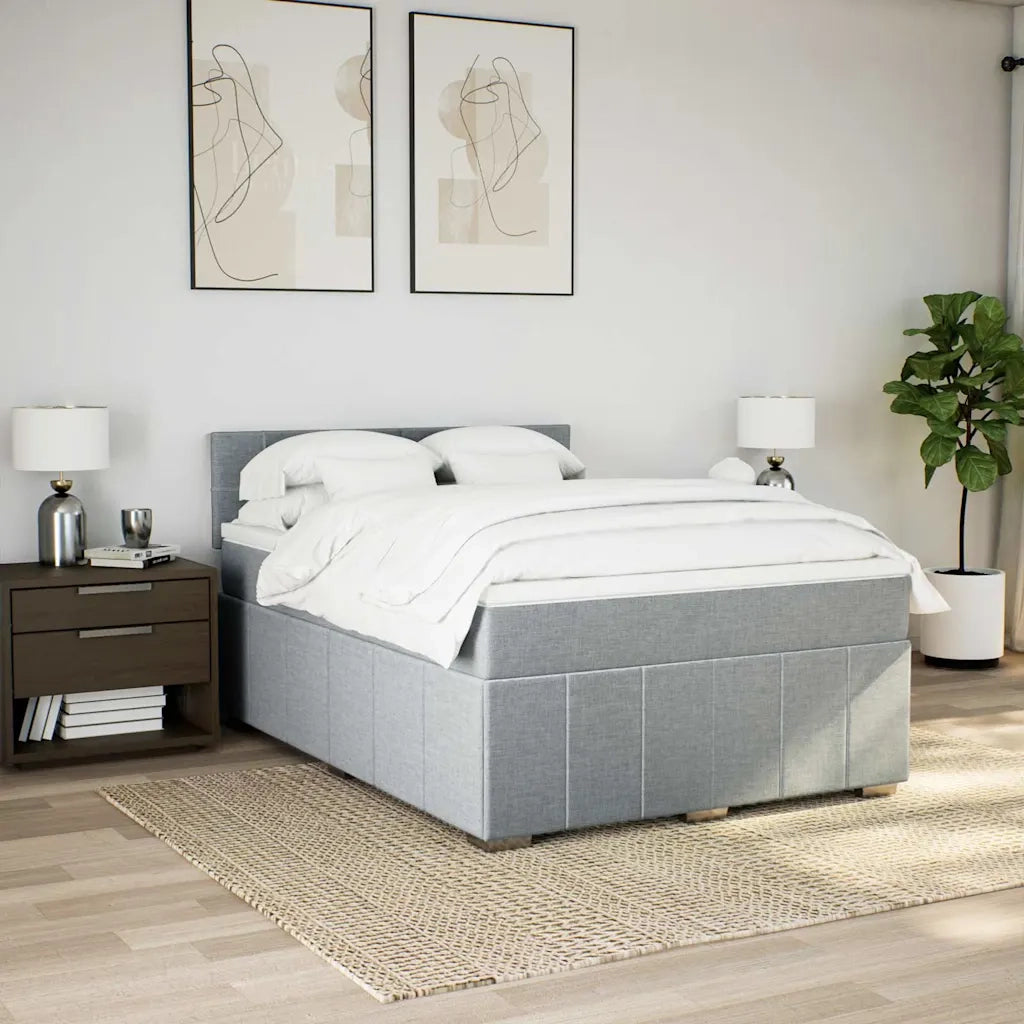 vidaXL Giroletto a Molle con Materasso Grigio Chiaro 140x190cm Tessuto