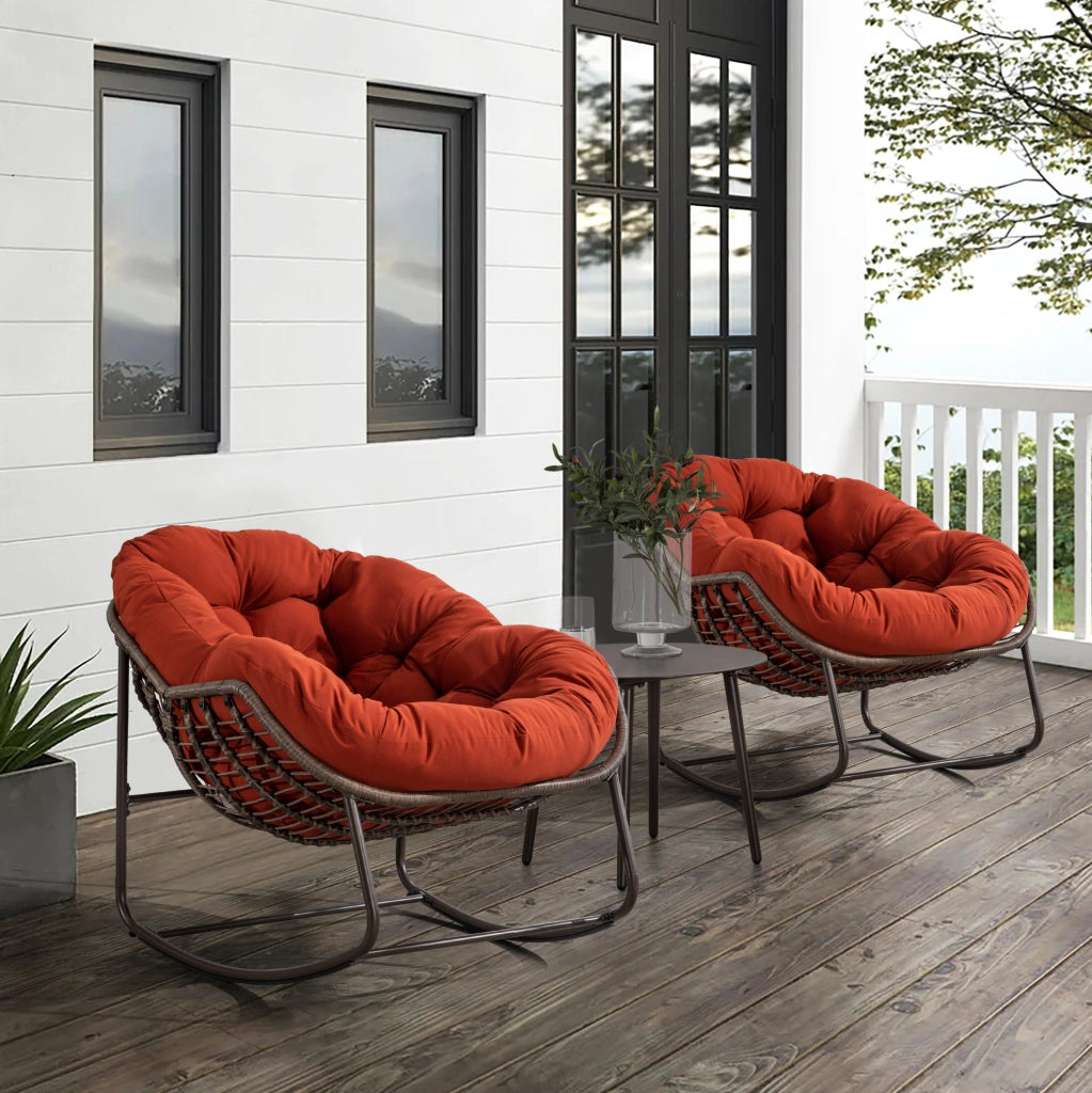 Sedia a dondolo da esterno 78x106x90 cm in acciaio arancione per terrazza e giardino