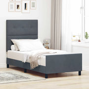 Letto a molle con testiera Grigio scuro 100 x 200 cm Velluto 3344922