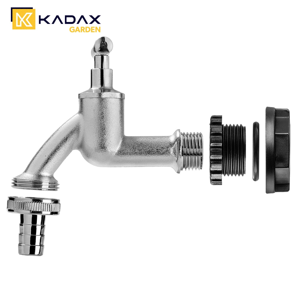Rubinetto da giardino KADAX 3/4 per serbatoio di acqua piovana con valvola a barilotto.