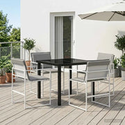 Set da Pranzo per Giardino 5 pcs Bianco e Grigio Chiaro