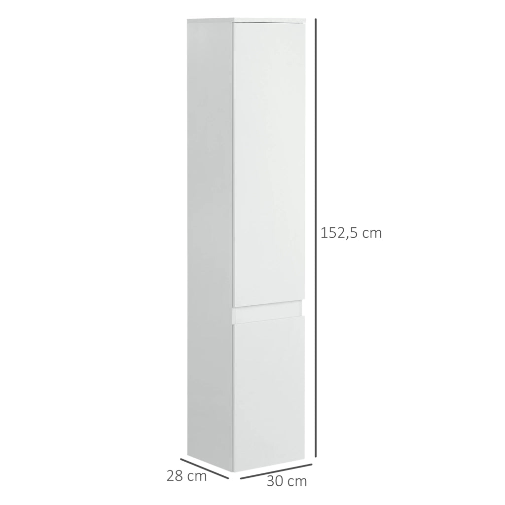 Colonna bagno 2 ante 3 ripiani regolabili ¨C zephmum ¨C bianco 30x28x152.5 cm