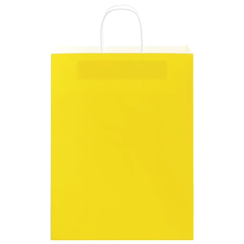 vidaXL Sacchetti di Carta 250 pz con Manici Gialli 32x12x42 cm