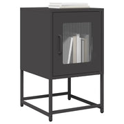 Comodino-Tavolino da notte Nero 36x39x60,5 cm in Acciaio Laminato a Freddo