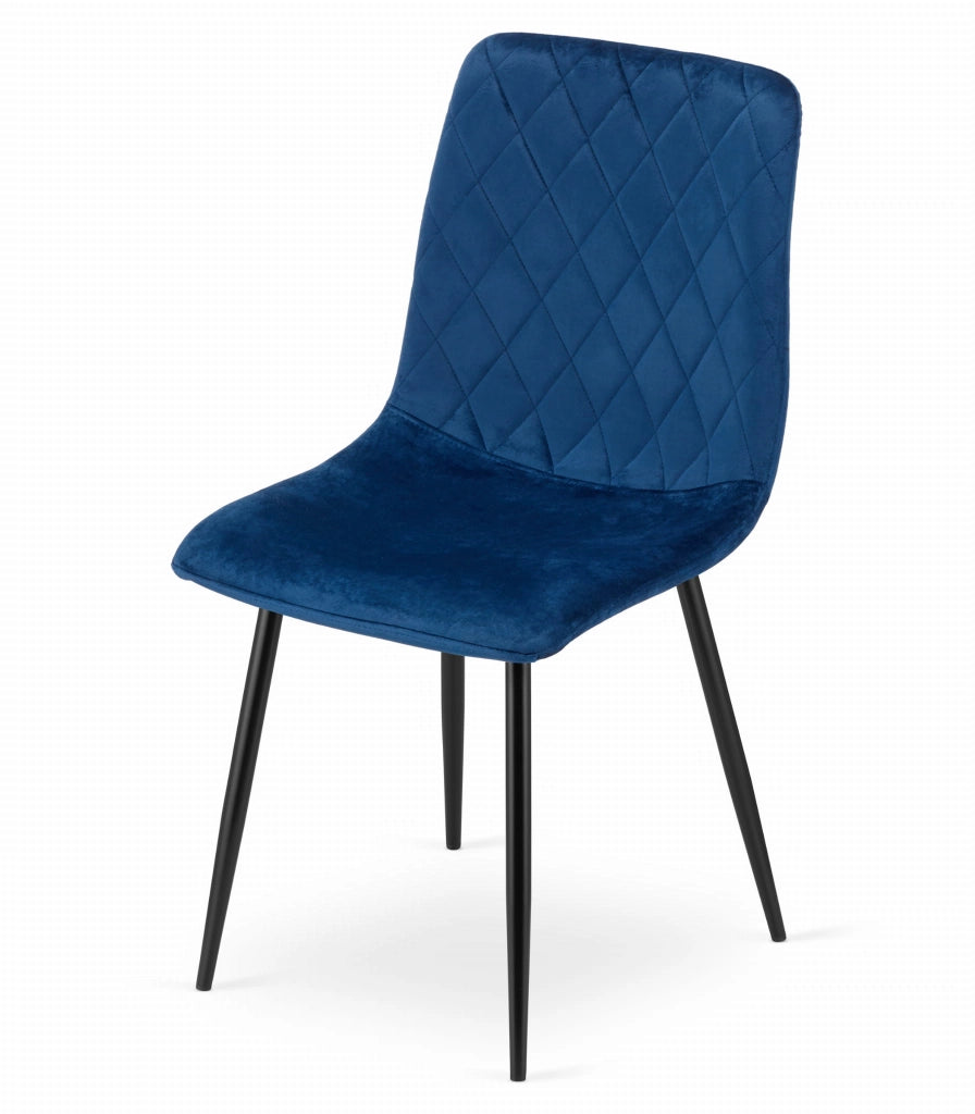 Sedia VALORA TURIN - Design ergonomico in velluto blu navy x 2