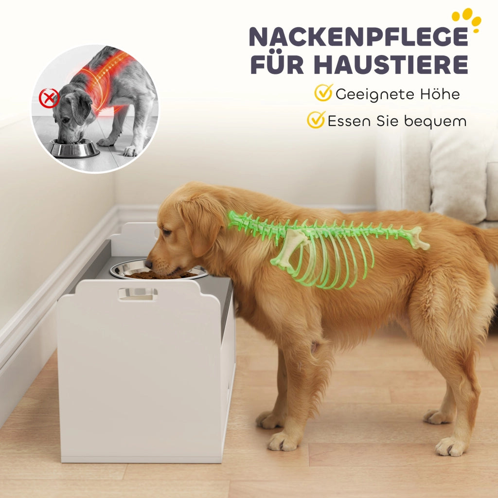 Ciotola per Cane con Mobile di Conservazione ¨C Zephmum ¨C Bianco 60x30x35.5 cm