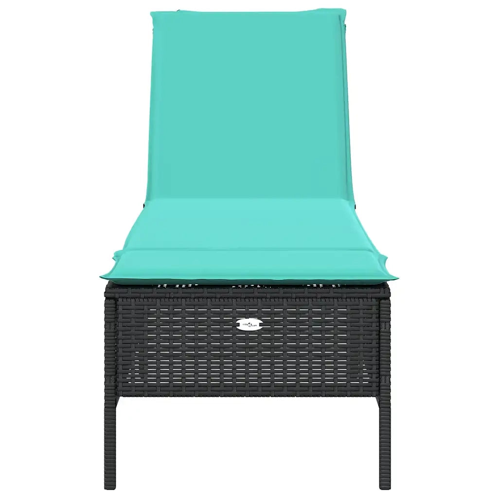 Lettino prendisole con Cuscino in Polyrattan Nero 4002727