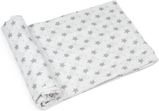Babycuscino mousseline, 120 x 120 cm, 1 pezzo, extra morbido, grande formato, regalo per neonati maschi e femmine (stelle)