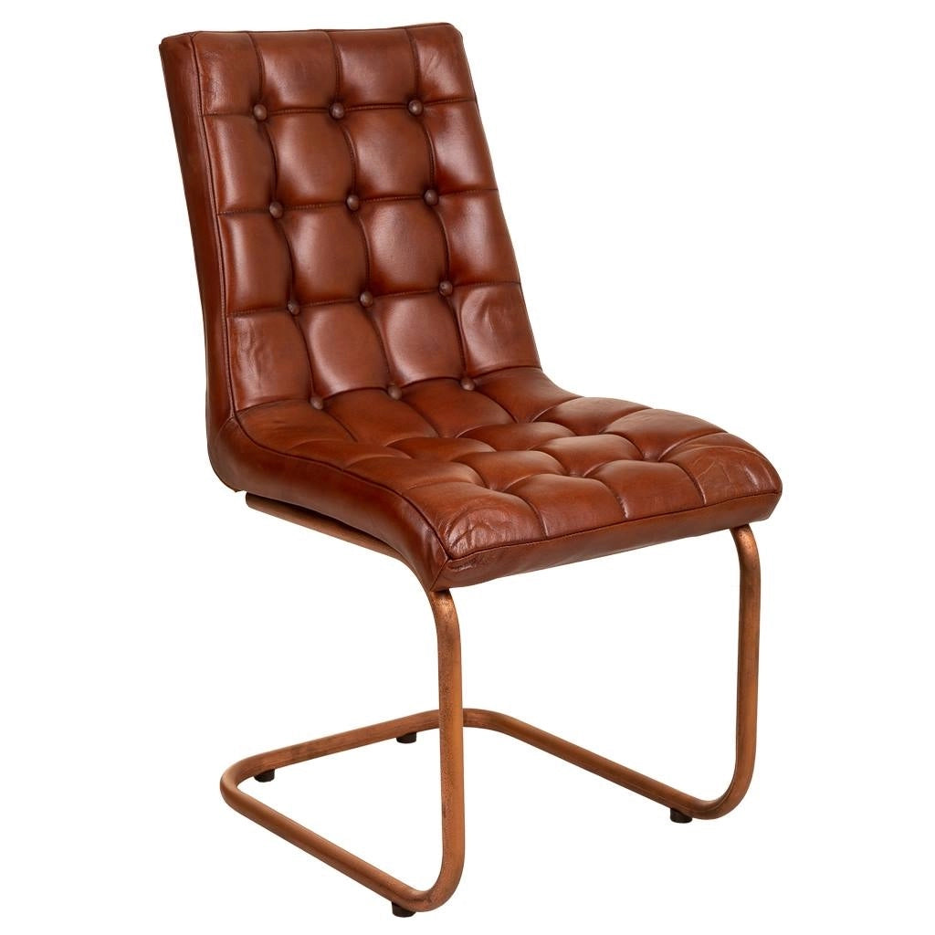 Sedia in metallo e pelle marrone 46x46x93h