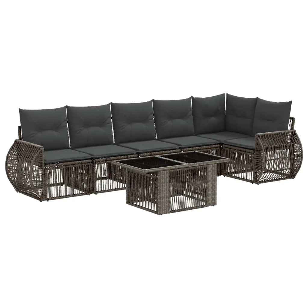 Set Divano da Giardino 7 pz Grigio e Grigio Scuro polyrattan 3436946