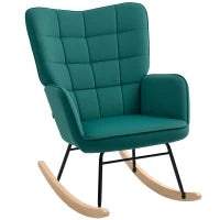 Poltrona a Dondolo con Rivestimento in Velluto, Struttura in Acciaio, 71 x 98 x 101 cm, Verde