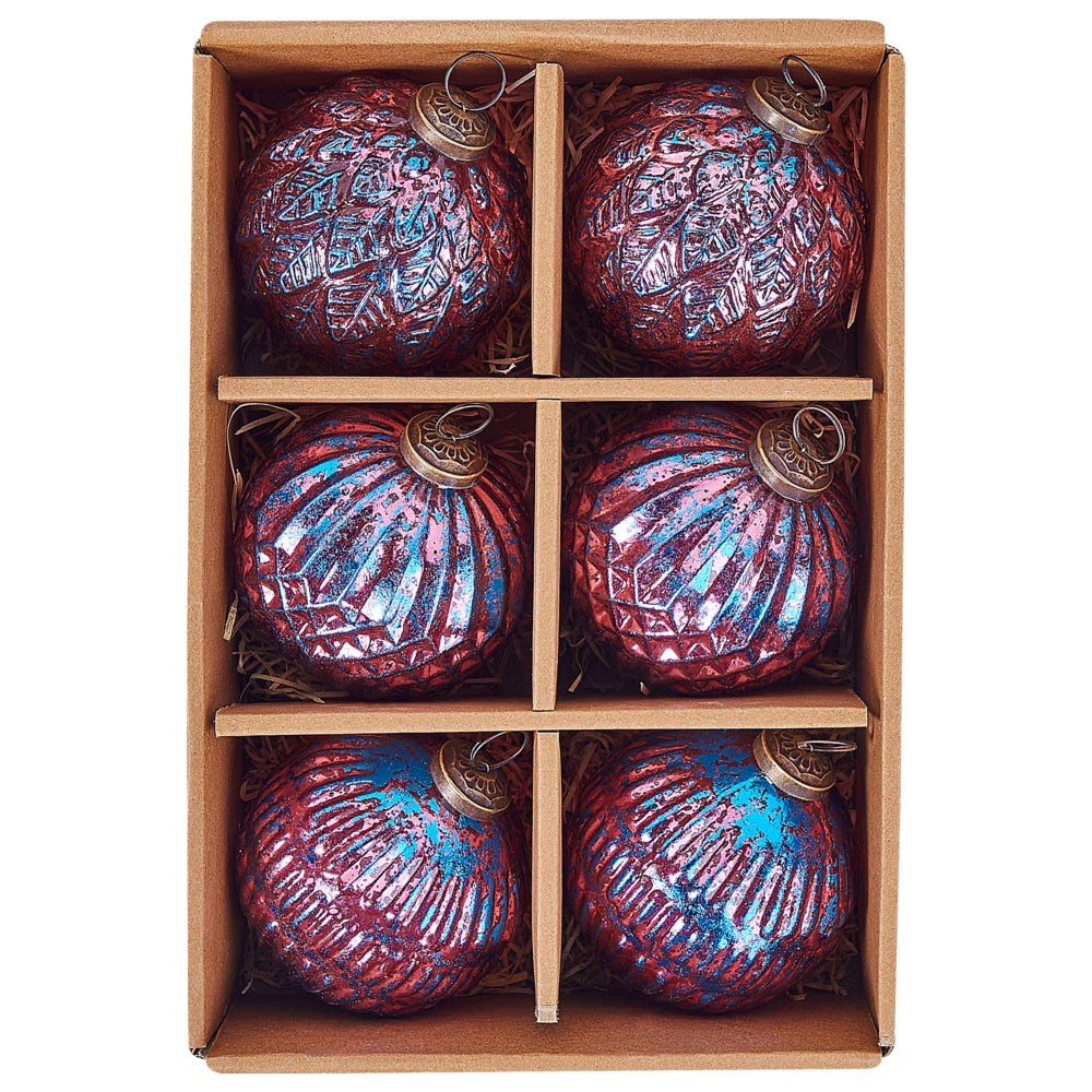 Set di 6 palline di Natale fatte a mano in vetro Palle di Natale Decorazioni da appendere all'albero di Natale Rosa