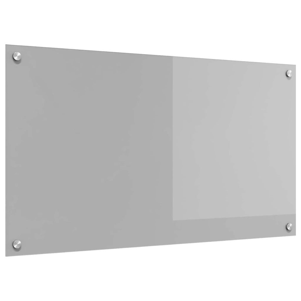 Paraschizzi da cucina moderno elegante e resistente al calore 90 x 50 cm vetro temperato grigio chiaro 02_0058443