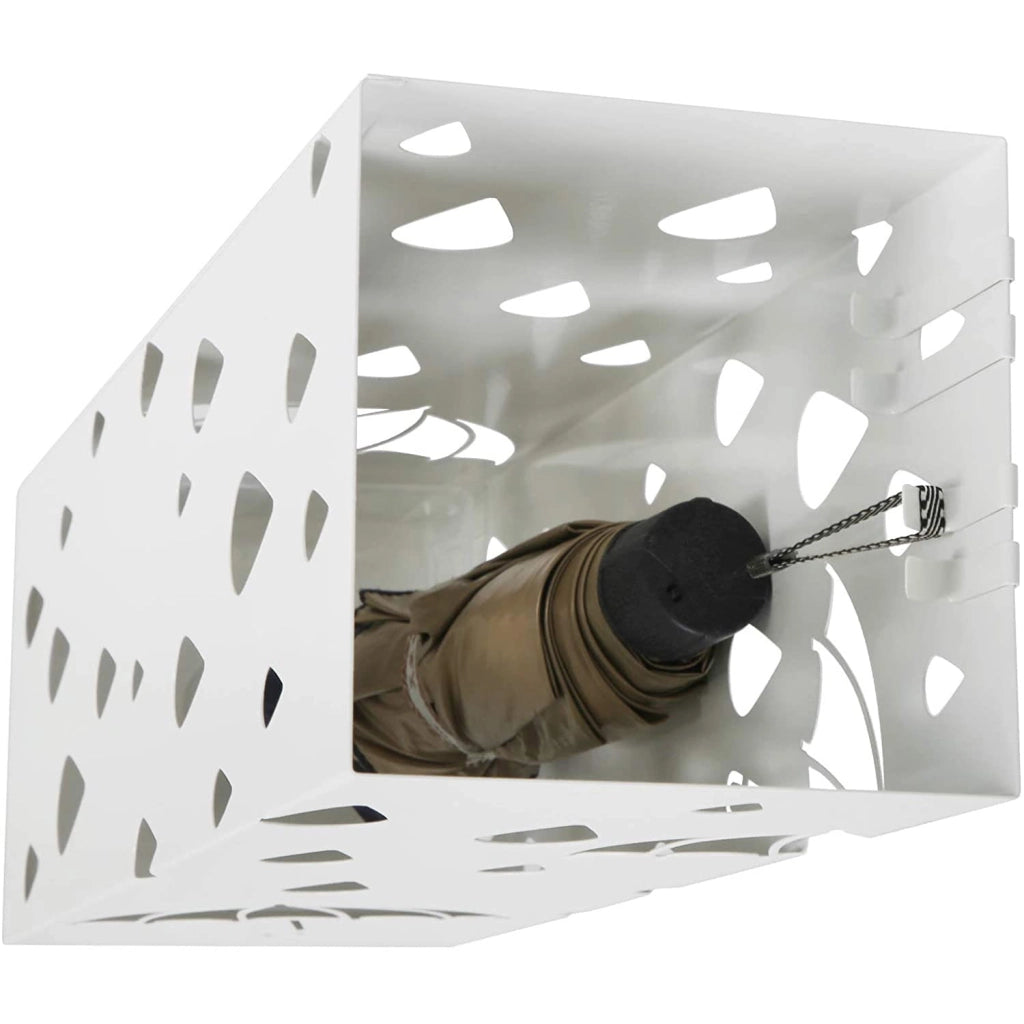 Portaombrelli LUC49W - Design moderno in metallo con scolapiatti, bianco
