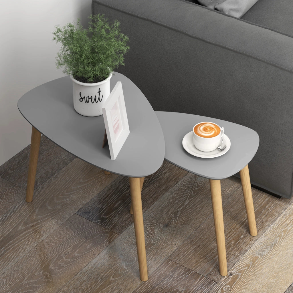 Tavolini nido ¨C zephmum ¨C 59.5x39.5x45 cm e 44.5x28.5x40 cm grigio e naturale legno