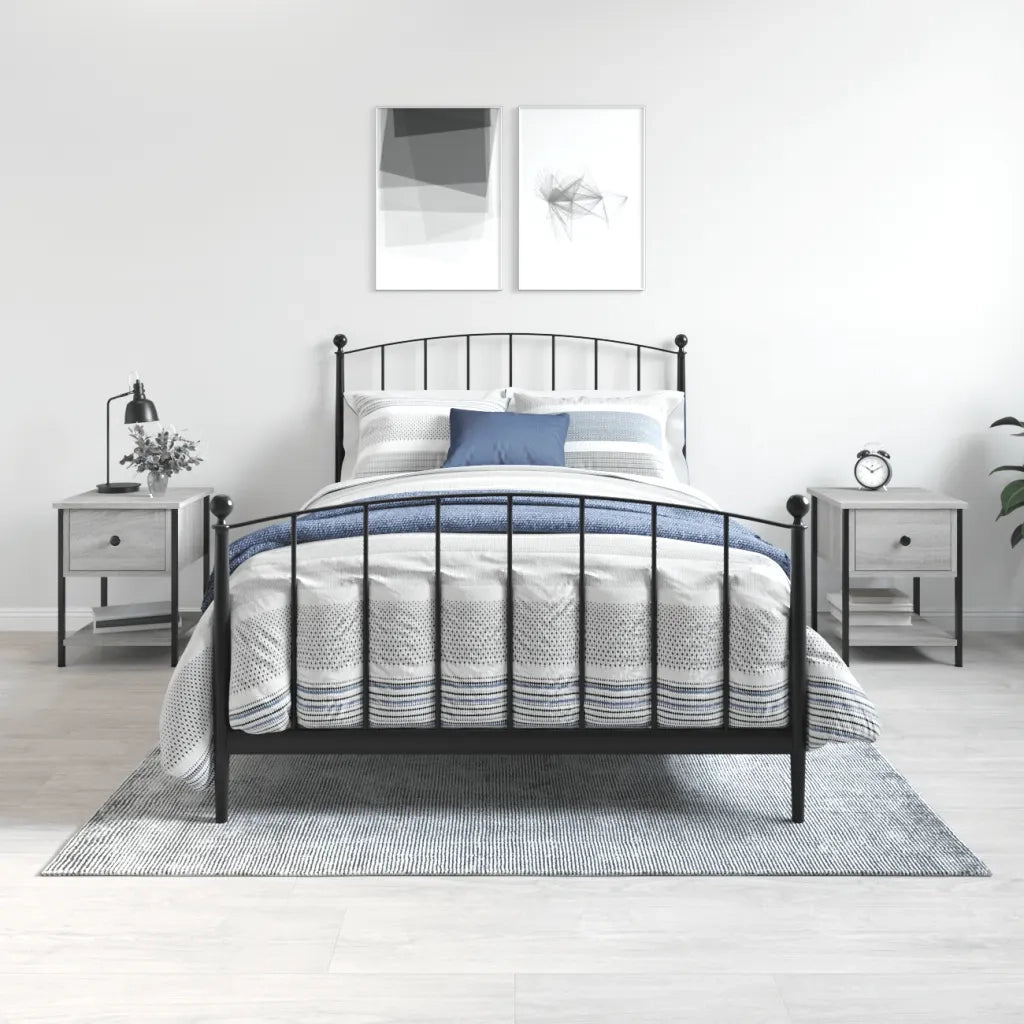 Set di 2 Comodini | Armadio da Notte | Mobiletto da notte Grigio Sonoma 34x35,5x45 cm in Legno Multistrato