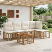 Set di divani da esterno 6 pcs Naturale e Bianco Crema 3437454