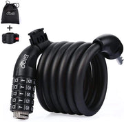 Fermo bike con codice 5 cifre - chiusura sicura - 1 pezzo - nero - 12 mm spesso - 180 cm lungo