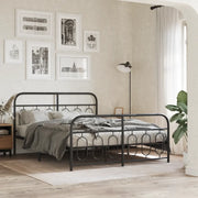 Giroletto con Testiera e Pediera-Struttura Letto Metallo Nero 135x190 cm 546156