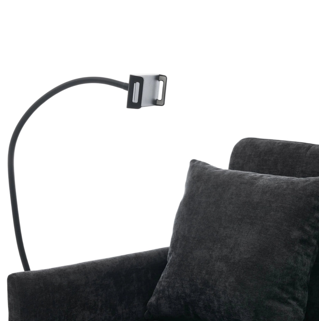 Poltrona imbottita multifunzione con USB e supporto tablet nera HOMVRA