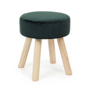 Set di 2 Sgabelli Rotondi in Velluto con Gambe in Legno - MIREILLE