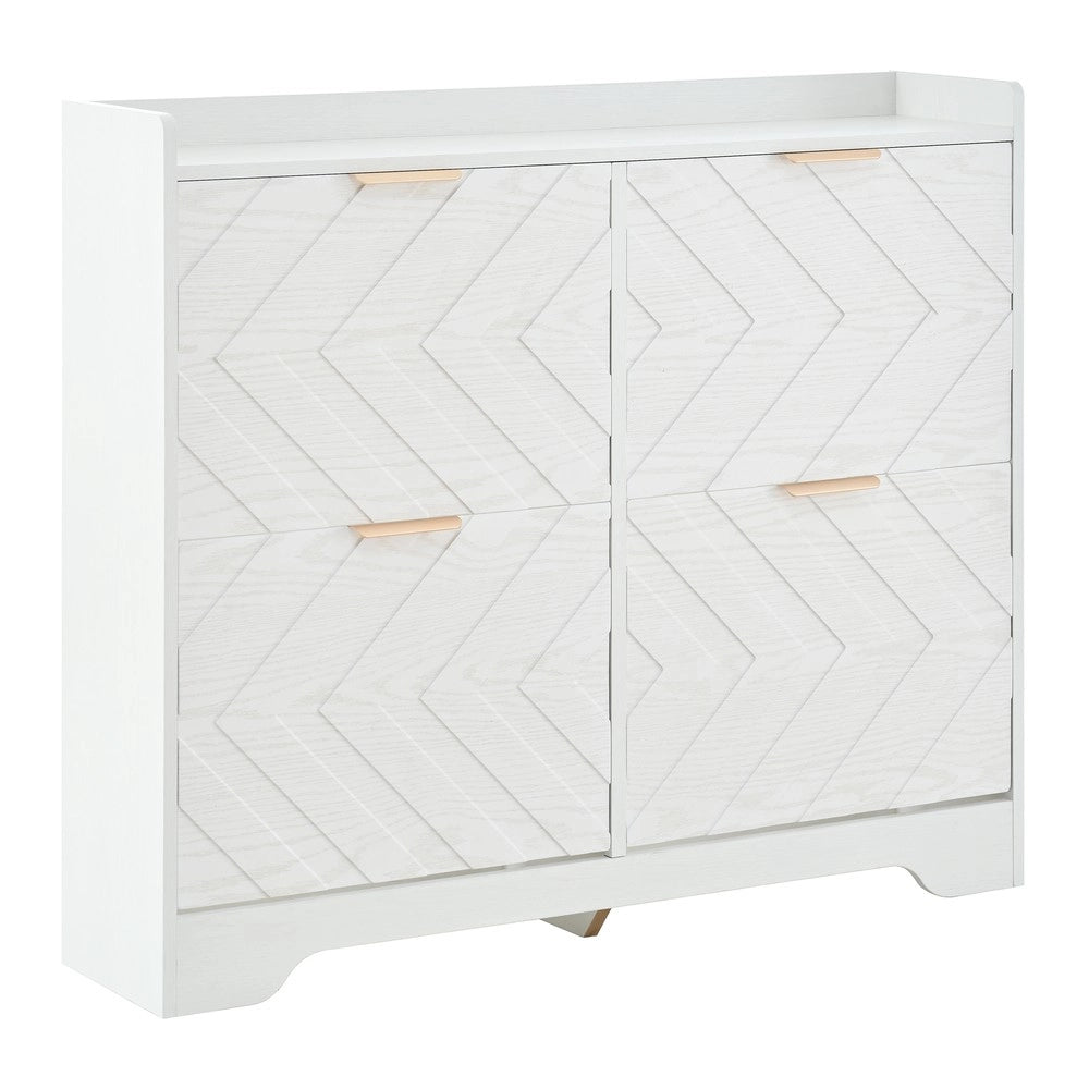 Scarpiera con 4 Ante Ribaltabili e Ripiano ¨C MINIMAL ¨C Bianca, Salvaspazio, Ingresso