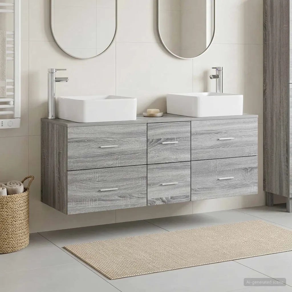 Set di Armadi da Bagno 3 pz Sonoma grigio 49,5 x 41 x 63 cm 3405832