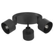 Plafoniera Parkla 3xE27 nera acciaio cilindrica Luminex