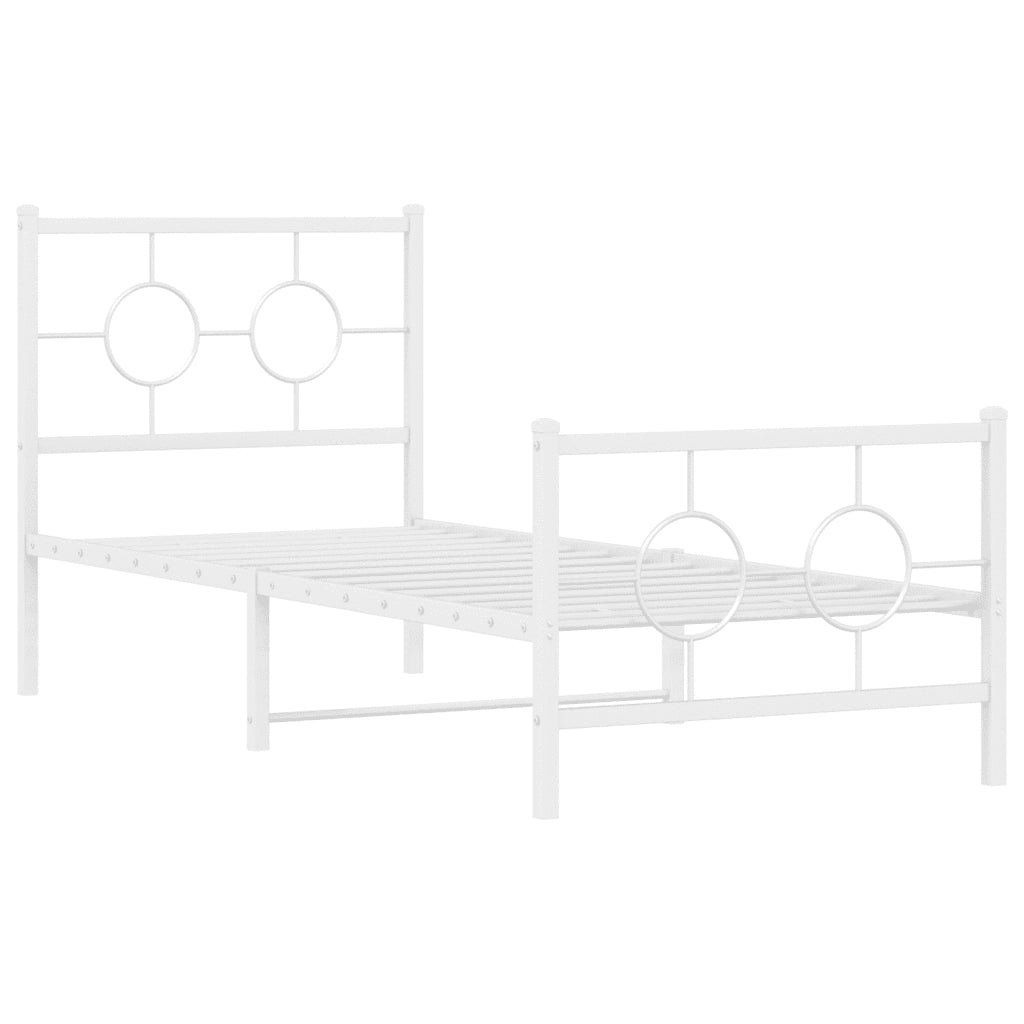 Giroletto con Testiera e Pediera-Struttura Letto Metallo Bianco 80x200 cm 661721