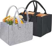 Borsa a sacchetto pieghevole in velt 2 pezzi – grigio nero – 10L – shopper con impugnatura robusta – borsa di stoccaggio per capi, libri, abbigliamento, legno, giornali – riutilizzabile e spazievitore