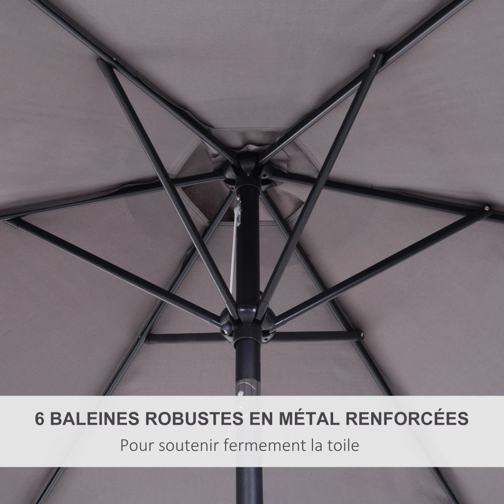 Parasole inclinabile da giardino balcone terrazza ¨C zephmum ¨C grigio alluminio ?2,6x2,35H m