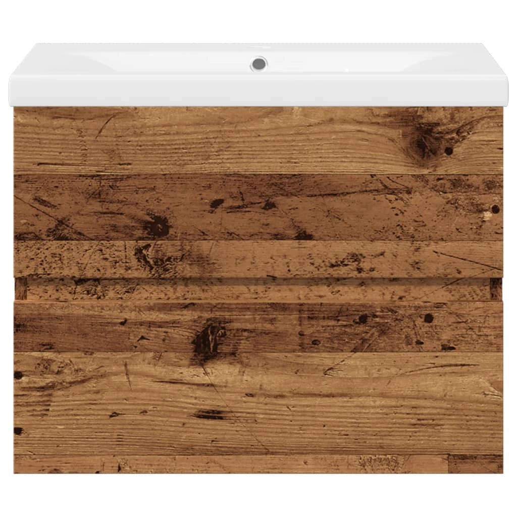 Mobiletto da bagno sospeso con lavabo integrato design pratico 60 x 38,5 x 45 cm legno composito finitura effetto legno anticato 02_0055846