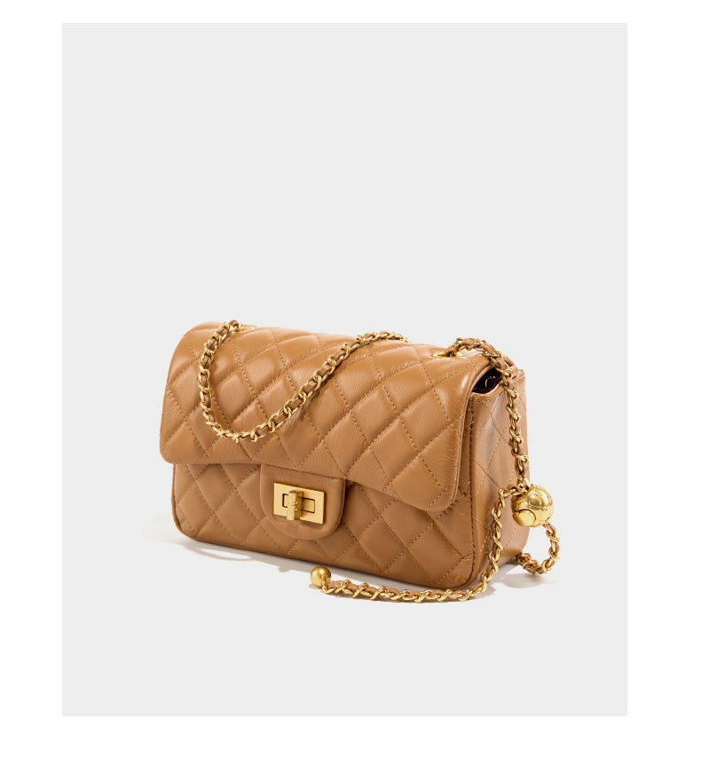 Borsa a tracolla in vera pelle da donna, modello Hobo, marrone.