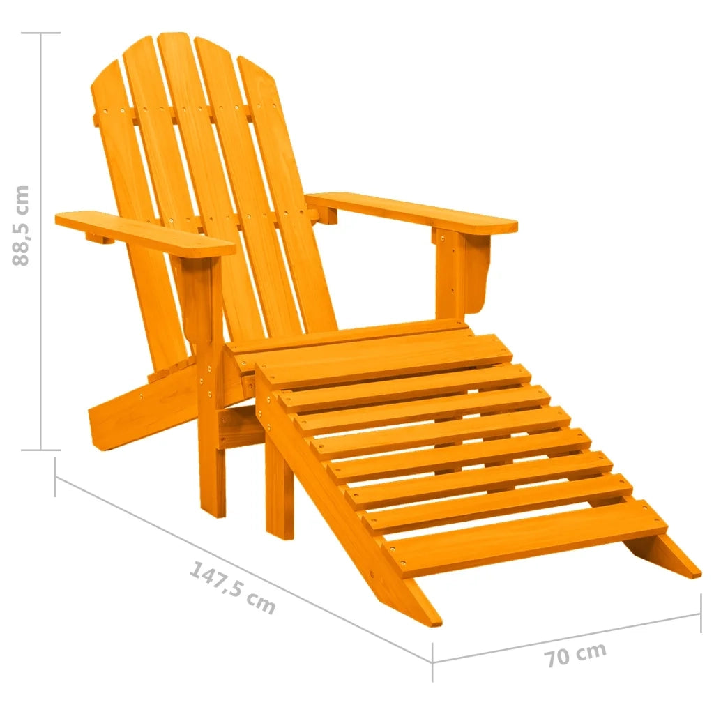 Sedia Giardino | Sedie da Esterno Adirondack con Pouf Massello di Abete Arancione